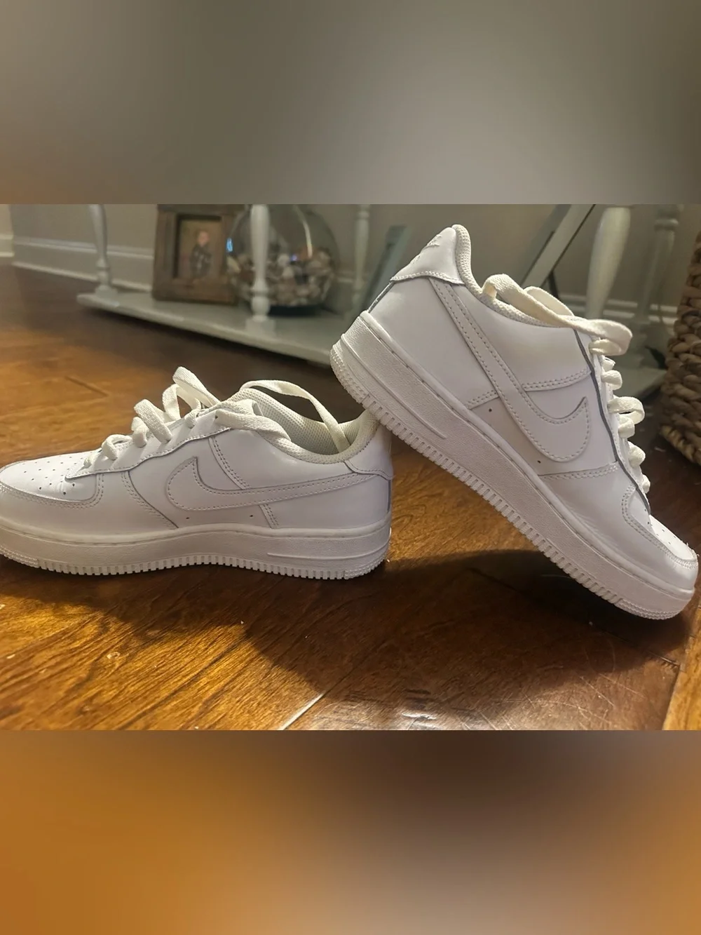 Nike Kids Air Force 1. White Low-Top Sneakers with Classic Swoosh